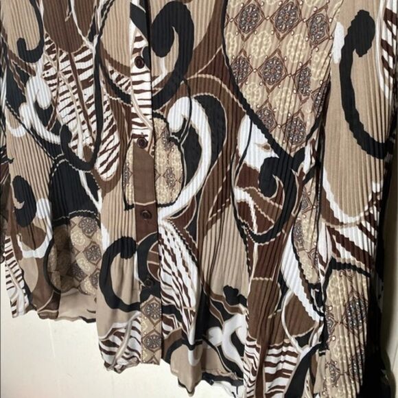 SereNade Pleated Button Down Blouse - Picture 2 of 4